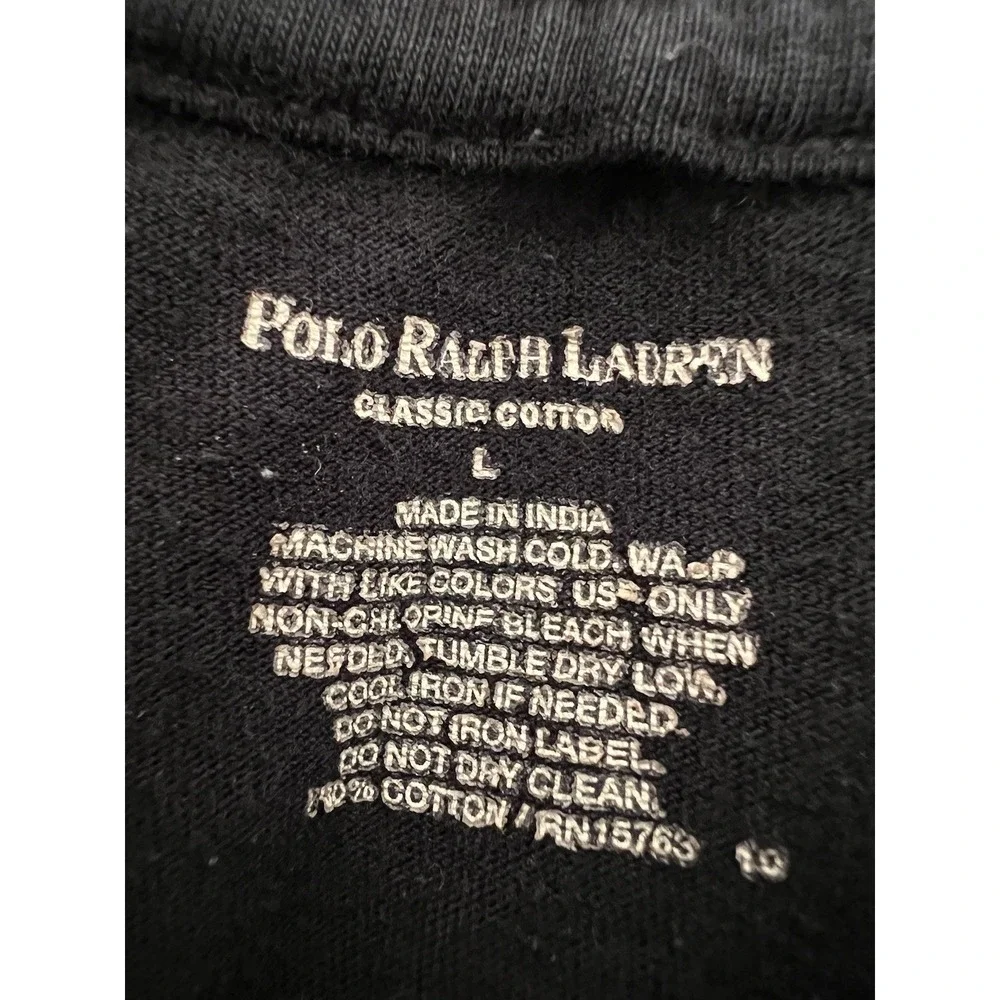 Lot Of 4 Polo Ralph Lauren T Shirts Black 100% Cotton Mens Sz Lg. Pony At Bottom